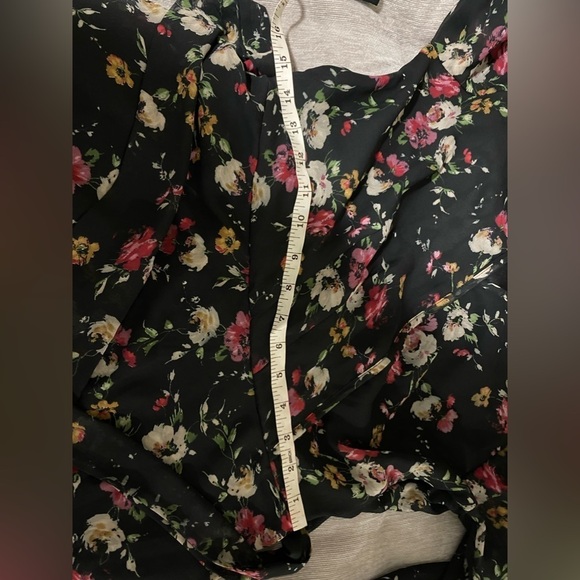 Floral black/ golden yellow chiffon maxi dress long  sleeve - Picture 11 of 15